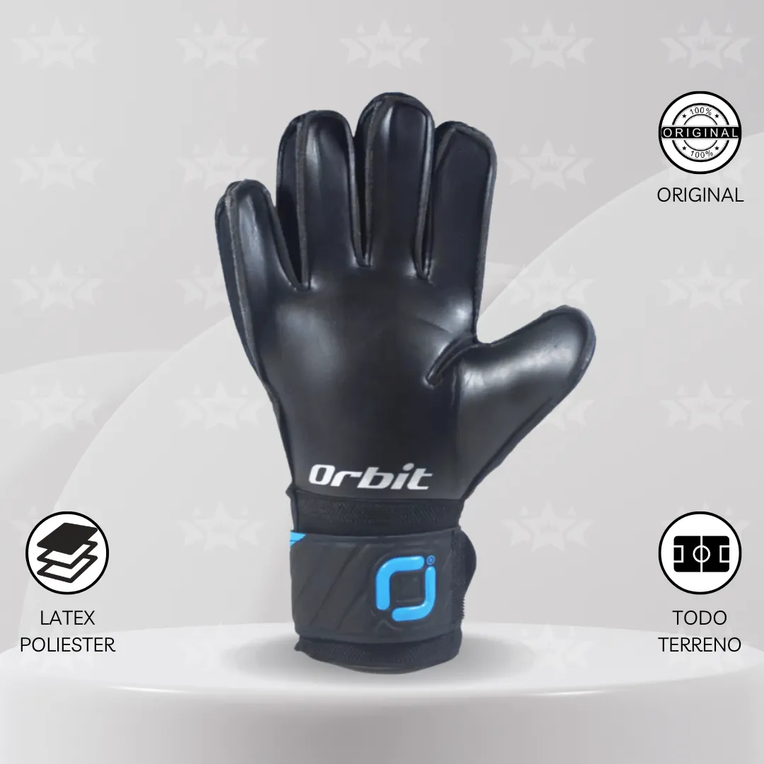 Guantes De Arquero Orbit – Diseño Blast Negro Con Azul Adulto - Imagen 2
