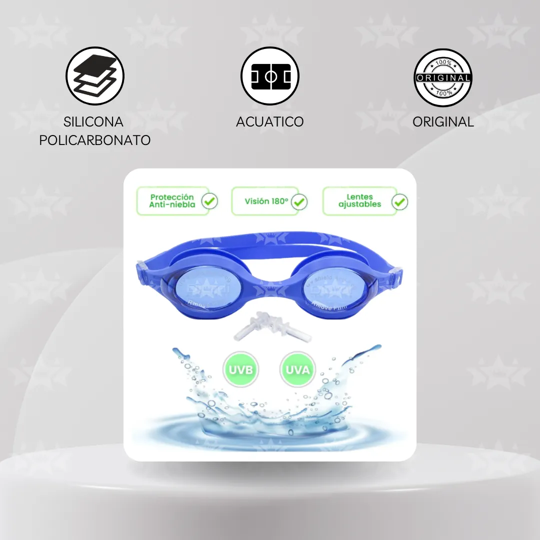 Lentes De Natación Con Tapones De Oido Y Estuche - Imagen 2