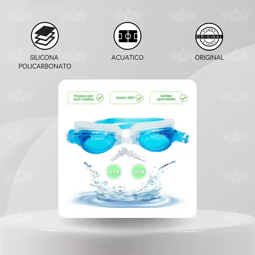Lentes De Natación Con Tapones De Oido Y Estuche - Imagen 5