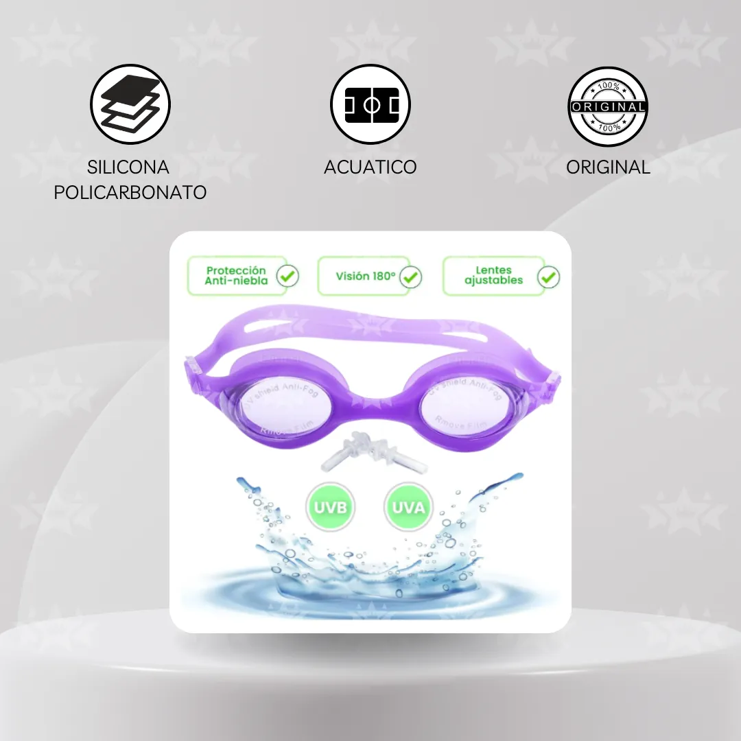 Lentes De Natación Con Tapones De Oido Y Estuche - Imagen 4
