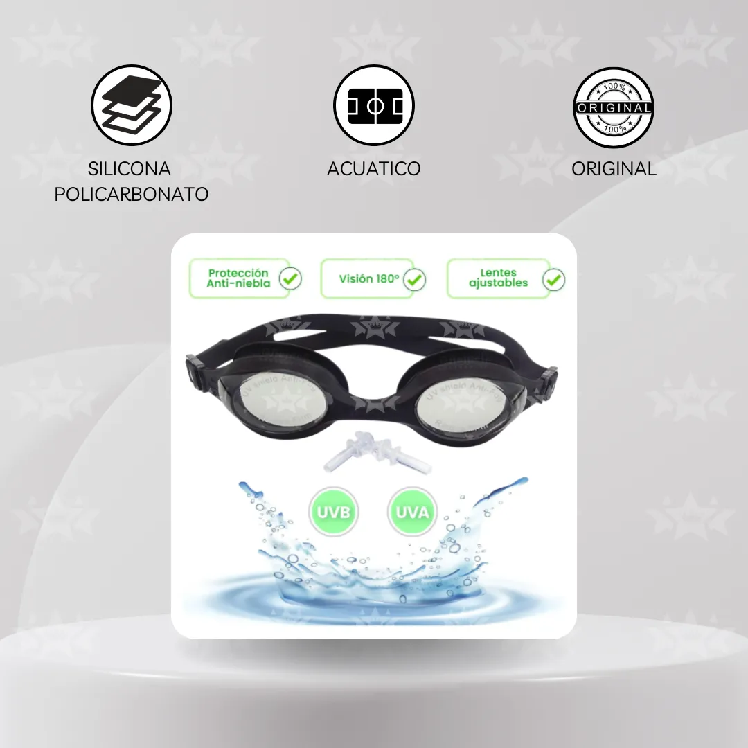 Lentes De Natación Con Tapones De Oido Y Estuche - Imagen 6